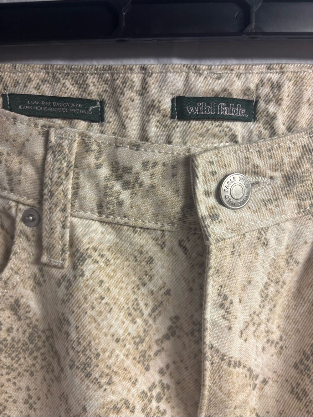wild fable Beige and Taupe Snake-Print Low-Rise Baggy Jeans